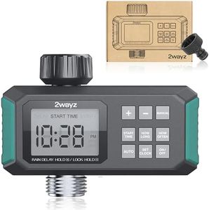 2WAYZ Water Timer for Hose - Automatic Sprinkler Timer with Heavy Duty Threads - 3/4-Inch Inlet and Outlet Swivel Connection - Water Timer for Garden Hose with Rain Delay Options - Green