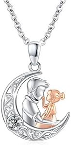 MEDWISE Collana con ciondolo a forma di padre e figlia, in argento Sterling 925, con ciondolo a forma di luna, per donne, ragazze, figlia, regalo di compleanno, Argento sterling