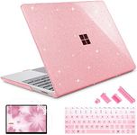 May Chen Compatible with Microsoft Surface Laptop Go 3 Go 2 Go 1 12.4 Inch Model 1943 2013 (2023 2022 2020 Release), Plastic Hard Shell Case with Screen Protector + Keyboard Cover, Pink Glitter