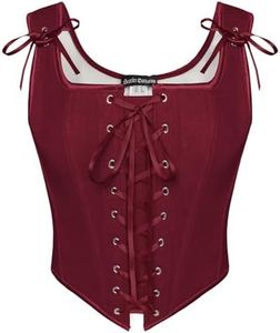 Women's Renaissance Corset Tops Lace Up Overbust Bustier Wine 8