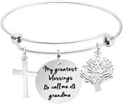 Awegift Bracelet for Grandmother Expandable Wire Charm Bangle Personalized My Greatest Blessings Call me Grandma