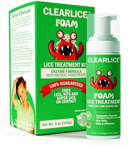 Clearlice Lice Treatment Foam for Kids & Adults – Extra Strength Natural Enzyme Formula – Guaranteed to Remove Lice Nits Eggs in 1 Hour - Non-Toxic & Made in USA (5 Oz)