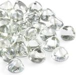 vchin 20 Pounds Fire Pit Glass Rocks, Clear Fire Glass for Propane Fire Pit, Fireplace and Outdoor Decorative. 1 Inch Diamond Fire Glass Beads.