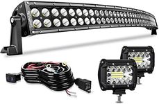 Led Light Bar 52 Inch 300W Curved Led Bar Spot Flood Combo Offroad Driving Light 2Pcs 4 Inch 60W Led Pods with Wiring Harness Kit for ATV UTV Polaris Jeeps Trucks