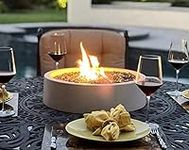 Natural Heals A Fire Pit for Your Patio Table. Landscape Quality Tabletop Fire Bowl Made of Concrete with 50,000 BTU Stainless Steel Burner. Runs on Propane.