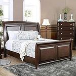 Furniture of America Hazelo Contemporary Brown Cherry Curved Panel Sleigh Bed Queen