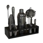 Highball & Chaser 13-Piece Cobbler Cocktail Shaker Set: Black Polished Stainless Steel Bartender Kit for Home Bar Cocktail Set | Cocktail Tools | Plus E-Book with 30 Cocktail Recipes (Gunmetal Black)