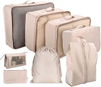 Neween 8 Set Packing Cubes, Travel Storage Bags Multifunctional Clothing Sorting Packages, Travel Packing Pouches, Luggage Organizer Pouch, Shoe Bags (A-Beige)