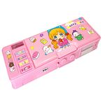 Pop Up Multifunction Pencil Case for Girls and Boys, Cute Cartoon Pen Box Organizer Stationery with Lock, Sharpener, Schedule, Whiteboard, School Supplies, Best Gifts for Kids Teens(Pink 2)