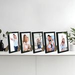 amazon basics Set of 5 Wood Photo Frames | Tabletop and Wall Mount | Personalized Display for Art and Photos | Versatile Hanging Options (Black)