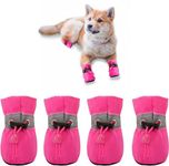 YAODHAOD Dog Shoes for Small Dogs Anti-Slip Dogs Boots Paw Protector with Reflective Straps Lightweight Walking Pet Booties for Small and Medium Pets (Pink, Size 2: 1.27"x0.9"(L*W))