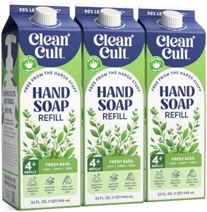 Cleancult Liquid Hand Soap Refill - Fresh Basil - Moisturizes Dry & Sensitive Skin - Made with Aloe Vera & Essential Oils - Eco Friendly - Paper-Based Packaging - 32 oz/3 Pack