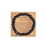 Caiyao Natural Stone Bead Love Heart Bracelet Life is Tough But So are You Inspirational Elastic Bracelet for Women Girl Men Teen Boy Girlfriend Friend Healing Meditation Jewlery Valentine's Day Gift,