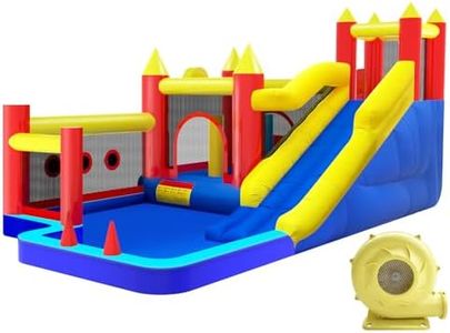 Bounce House, Inflatable Bouncer with Air Blower for Kids 3-10, Outdoor and Indoor Jumping Castle with Long Slide, Trampoline, Obstacles, Climbing Wall, Ball Pit/Water Pool