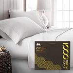 Mayfair Linen 100% Egyptian Cotton King Size Sheet Set - 1000 Thread Count Sateen Weave - 4 Pc Set - Ultra Luxury Bed Sheets - Extra Deep Pocket - Easy Snug Fit - Premium Soft & Thick Cotton - White