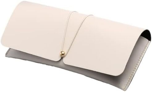 CHENGZI Women Eyeglass Case Soft Portable PU Leather Glasses Pouch Slim with Glasses Cloth & Glasses Bag (Beige)