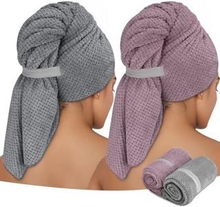 ytorgr Paquete de 2 Toallas de Microfibra para Cabello Largo, Turbante Grande Toalla de Secado rápido súper Absorbente Medida 60x100 cm