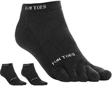 FUN TOES 3 Pairs Men's Cotton Toe Socks Breathable Mesh Top Size 10-13 (Black)