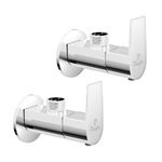 Pixaflo Hydric Brass Angle Valve, Stop Cock with Wall Flange, Chrome Finish (Pack of 2)