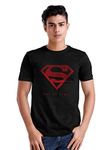 The Souled Store Superman: Iconic Emblem Mens and Womens Graphic Printed Cotton T-Shirt Black T-Shirts Fashionable Trendy Graphic Prints Pop Culture Merchandise