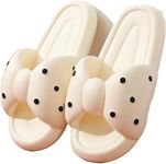 VADAS EVA Thick-Soled Bowknot Polka Dot Cloud Foam Slippers Womens Lightweight Anti-Slip Waterproof Sliders (Dove White, UK Footwear Size System, Adult, Women, Numeric Range, Medium, 4, 5)