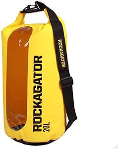 Rockagator Transparent Dry Bag Waterproof Roll Top Shoulder Sling Pack | Runabout Series - Water Proof Rucksack Day Pack Bag for Beach, Kayak, Fishing and Camping (Yellow, 20 Liter)