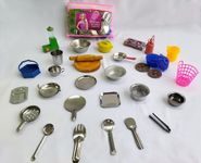 Plateau stores 26 Pcs Steel Kitchen Set for Kids, Miniature Kitchen Set, Toys for Girls, Real Cooking, Mini Kitchen Set, Toys for 3+Years Old Girl- Comes in a Transparent Zip Pouch