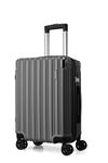 FLIEE Cabin Suitcase Hard Shell | 55x40x20cm cabin luggage | Lightweight Suitcase | Aluminum Telescopic Handle | TSA 3 Digit Combination Lock | 4 Dual Spinner Wheels (Grey, Cabin 20'')