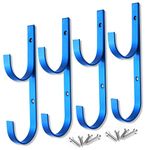 4 PCS Set Pool Pole Hangers Heavy Duty Blue Aluminium Holder Hooks with Screws Perfect Hooks for Swimming Pool,Telescopic Poles,Skimmers,Nets Brushes,Vacuum Hose,Garden Equipment Etc