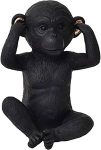 EVIDECO French Home Goods Wise Monkey Hear No Evil Statuette Resin Black Gold