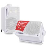 Pyle 3-Way Weatherproof Outdoor Speaker Set - 8.89cm 200W Pair of Marine Grade Mount Speakers - in a Heavy Duty ABS Enclosure Grill - Home, Boat, Poolside, Patio, Indoor Outdoor Use -PLMR24 (White)