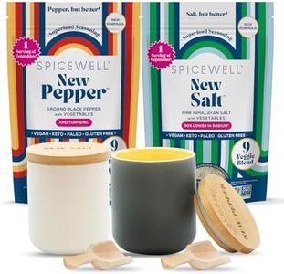 Spicewell - Salt & Pepper Ceramic Cellars with Bamboo Scoops, Colorful Pinch Pots in Gift Box – Durable Stoneware for Spicewell Refills, Gift Set