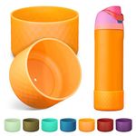 Alwenid 2PCS Silicone Water Bottle Boot for Owala 24 Oz, Anti-Slip Protective Sleeve Bottom Bumper Protector for FreeSip, Twist, and Flip Stainless Steel Water Bottles (Orange)