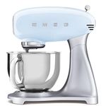 Smeg SMF02PBUK Retro 50's Style Stand Mixer with 4.8L Stainless Steel Bowl, Safety Lock, 10 Variable Speeds, 800W, Pastel Blue