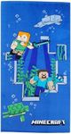 Theonoi Children's Hand Towel, Bath Towel, Beach Towel, Shower Towel for Girls and Boys, 100% Cotton, 70 x 140 cm (Minecraft Steve Alex)