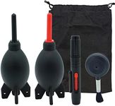 Lens Cleaning Kit Contains 2 Pcs Rubber Rocket Air Blower Duster, Lens Cleaning Pen, Blower Brush Dust Cleaner and Carrying Pouch, for Lens, Camera, SLR, Telescope, Magnifying Glass, Phone