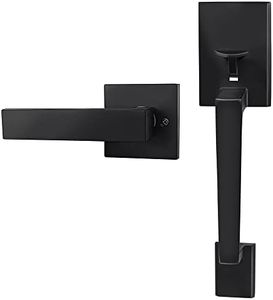 Azdele Black Front Door Handle Set, Entry Door Handle Set with Door Lever Reversible for Right and Left Handed Doors, Single Cylinder Exterior Door Handleset with Lower Half Lever, Matte Black