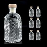 Clear Glass Bottles 6 oz - 200ml [Pack of 6] Heavy Base Glass Bottles with T-Top Cap for Wine Beverages Drinks Oil Vinegar Kombucha Beer Water Soda with Cork Stopper Airtight Lid - archway design