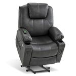 MCombo Electric Power Lift Recliner Chair Sofa with Massage and Heat for Elderly, Massage Chair with 3 Positions, Cup Holders and USB Ports for Home, Living Room7040 (Grey, Medium)