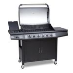 Cosmogrill Outdoor Barbecue 6+1 Pro Gas Grill BBQ (Black with Cover)