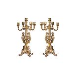 Design Toscano Grande Chateau Beaumont Candelabra Candle Holders, 51 cm, Set of Two, Polyresin, Gold