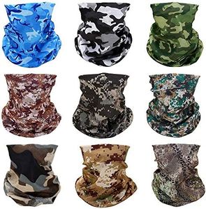 GraceMe Headwear Bandana Multifunction Magic Motorcycle Outdoor Sport Seamless Colorful Skull Tube Half Face Mask Neck Cover Wrap Scarf 9PCS