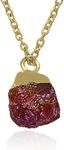 Ruby Necklace for Women, Premium Gold Raw Stone Necklaces - Tarnish Free 18K Gold Vermeil Certified S925 Classic Statement Necklace Gold Jewelry for Women - Mothers Day Gifts for Mom Wife