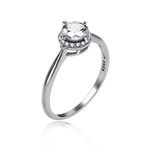 Uloveido Dainty 925 Sterling Silver Solitaire Rings 1.54g Round Brilliant Cut White Cubic Zirconia Rectangle Hollow Engagement Promise Wedding Ring for Women Girls Size J LJ045