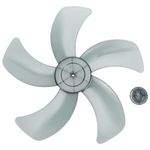 WIIYENA 16 inches Five Leaves Fan Blade with Nut Cover for Stand Fan or Desk Fan Replacement Parts, Low Noise, High Temperature Resistance(Black)