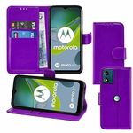 MAU Motorola Moto E13 Case, Purple PU Leather Flip Wallet Phone Stand Case Cover Holster with 2 Slot Card Holder and Magnetic Closure for Motorola Moto E13