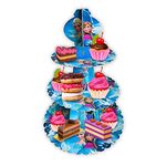 AEX 3 Tier Cake Stand Cardboard | Birthday Cupcake Stands | Cake Stand For Afternoon Tea Stands | Biodegradable Round Food Stand Display | Dessert Cupcake Holder | Fruit Desserts Display | Frozen1