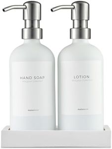 MaisoNovo Soap and Lotion Dispenser Set | White Soap Dispenser Silver Pumps
