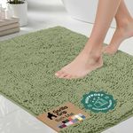 GORILLA GRIP Bath Mat, Thick Soft Absorbent Chenille Floor Mats, Rubber Backing Bathmat, 51x76 cm, Quick Dry Rug, Machine Washable Rugs for Shower and Tub Floors, Bathroom Accessories Decor, Sage
