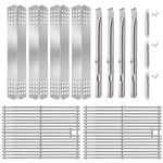 Criditpid Barbecue Replacement Parts for Master Chef G45308, G45311, G45301, G45303, G45309 Models. Stainless Steel Cooking Grates, Barbecue Heat Shields, Burner Tubes & Crossover Tubes Kit.